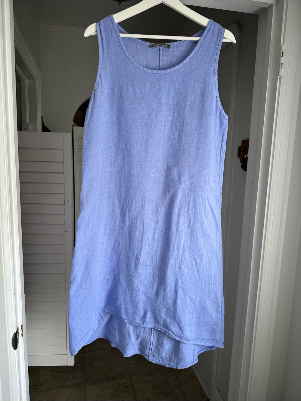 Pistache 100% Linen Light Blue Sleeveless Mini Dress Size Medium
